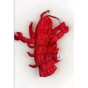 Plush Lobster Crawfish Dog Halloween Costume Size Large Red w/ Hood Belly Straps
